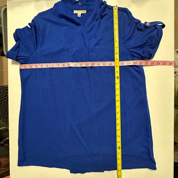 Notations Blue Floral Print Cardigan Style Shirt Layered Look Scarf Necklace XL - Picture 8 of 8